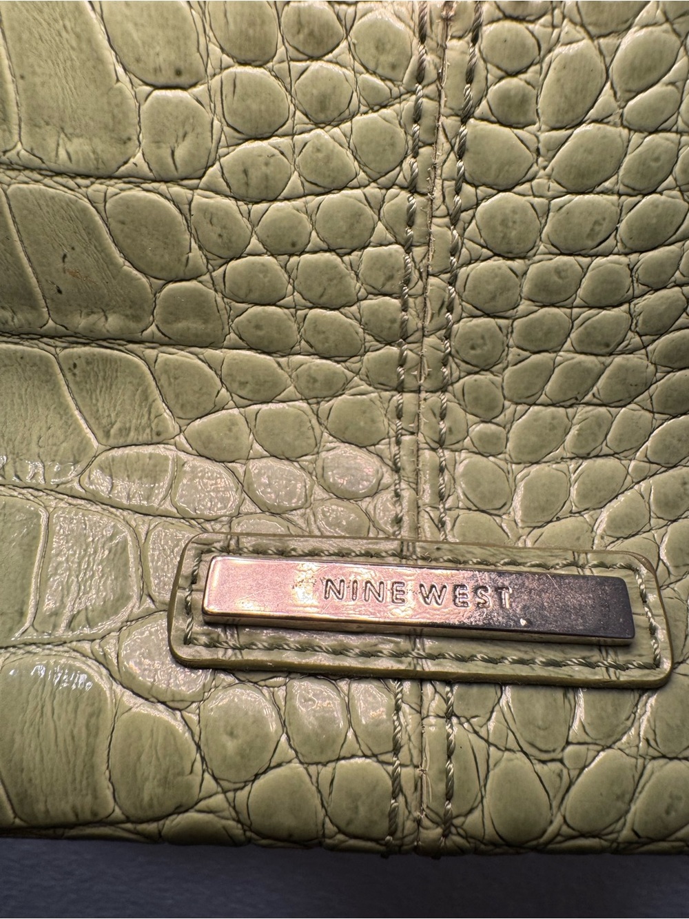 Nine West Green Croc-Effect Shoulder Bag - Picture 2 of 4